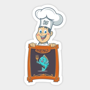 chef holding menu board Sticker